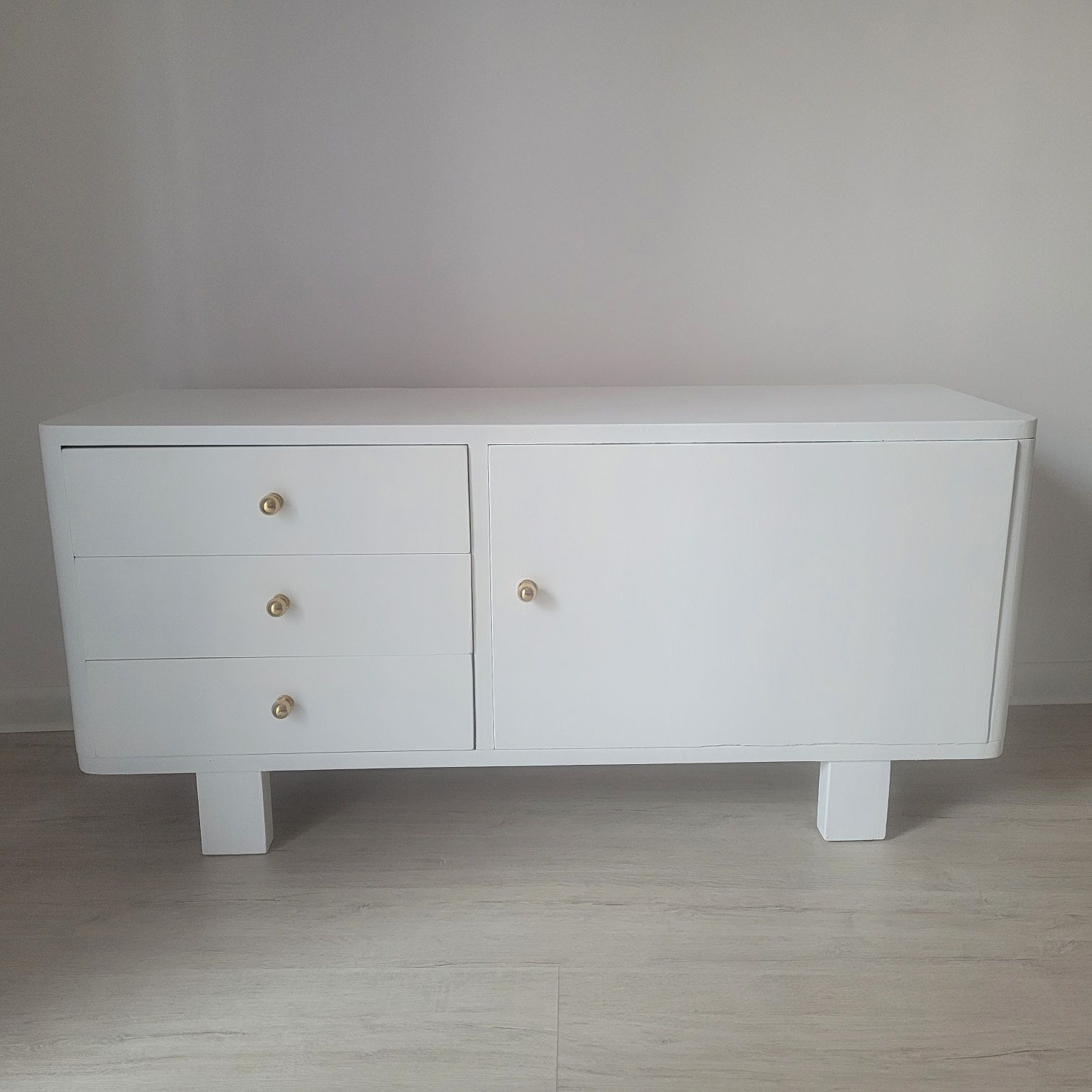 Komoda, szafka rtv z lat 60-tych, ręcznie robiona drewniana