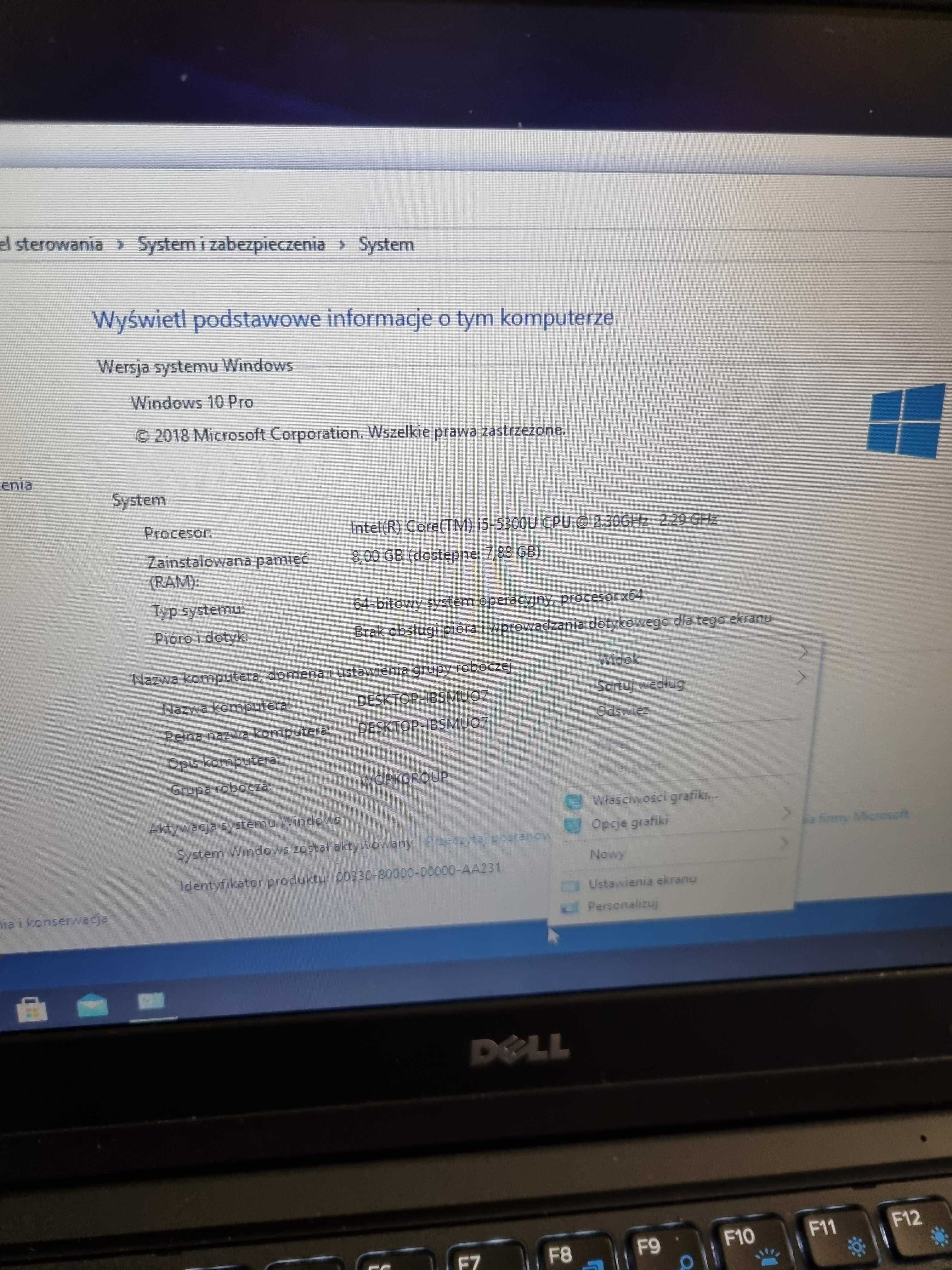 Dell e5250 8/128 win 10 pro podświetlana klawiatura