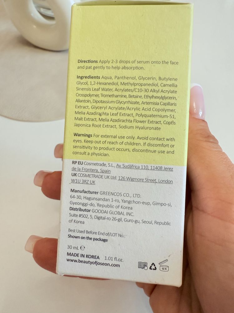 Serum lagodzace Beauty of Joseondo twarzy zielona herbata + panthenol