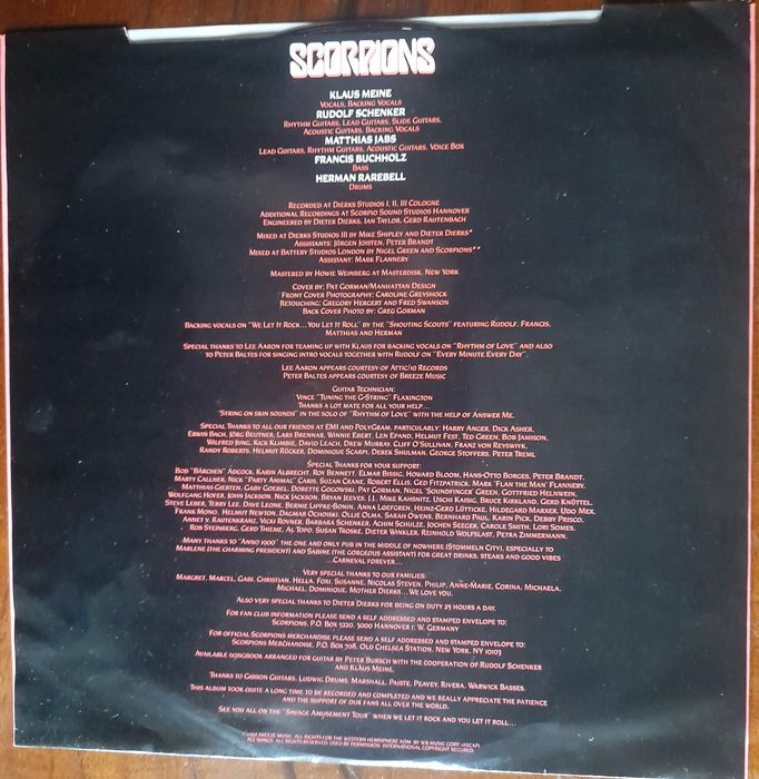 Vinil / Lp - Scorpions - Álbum "savage amusement" de 1988