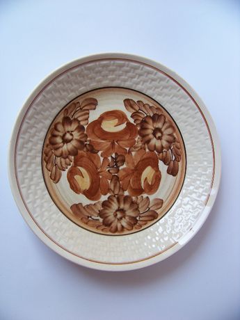 Dekoracyjny talerz - ręcznie malowany, duży - fajans, ceramika Koło