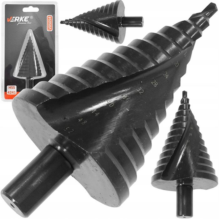 Wiertło Stożkowe Stopniowe Spiralne Choinkowe Metalu Rozwiertak Hss 4-