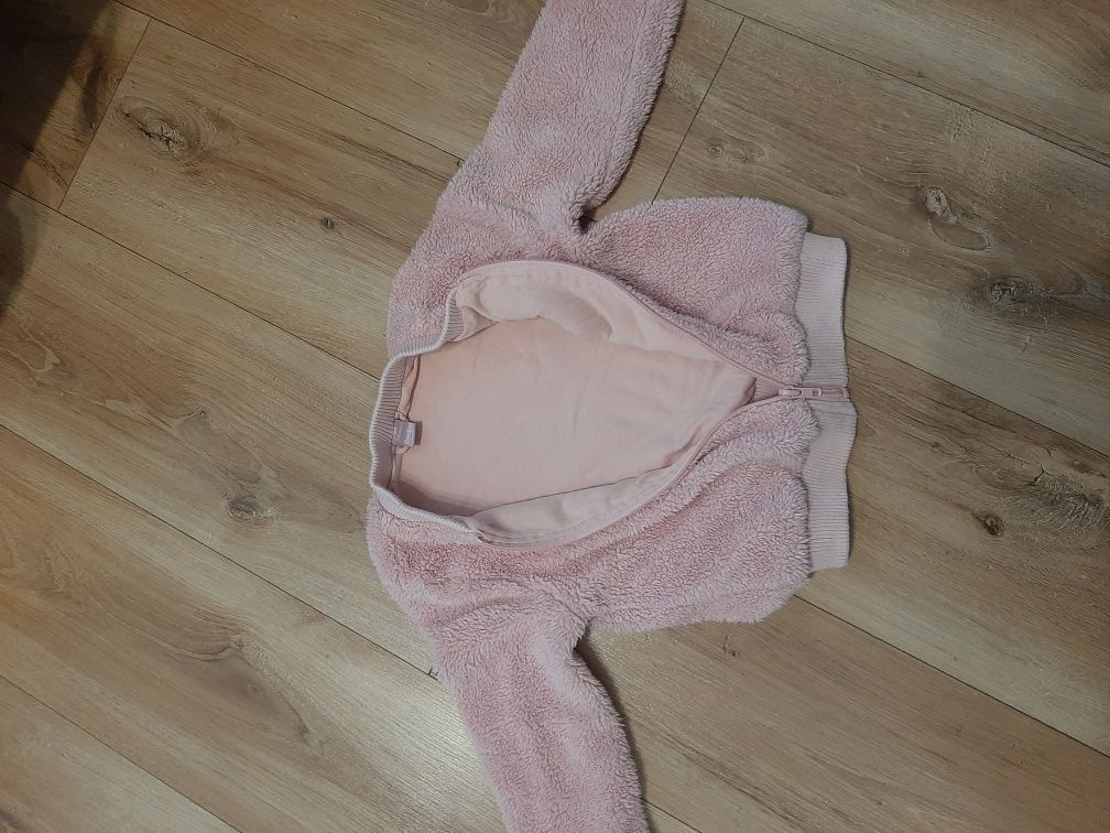 Bluza 104 dopodopo wiosna pudrowy róż futerko jak kurtka dziewczynka r