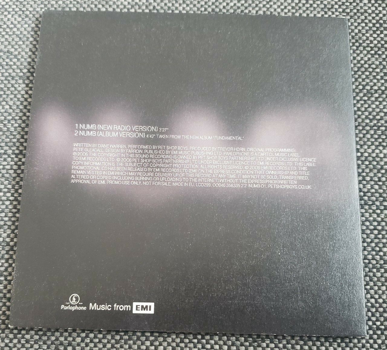 Pet Shop Boys Numb Promo CD Single