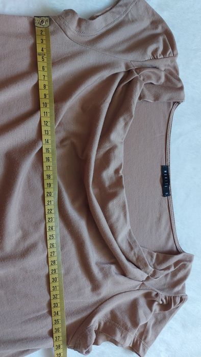 Bluzka Mohito cappuccino Dekolt ozdobnie marszczony