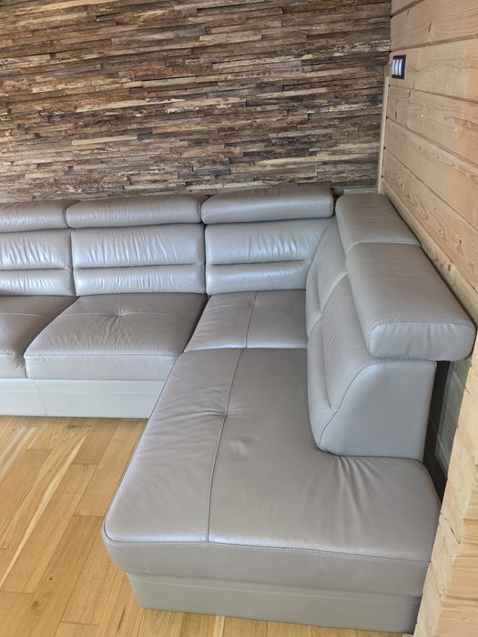 Narożnik skóra naturalna regulowane zagłówki