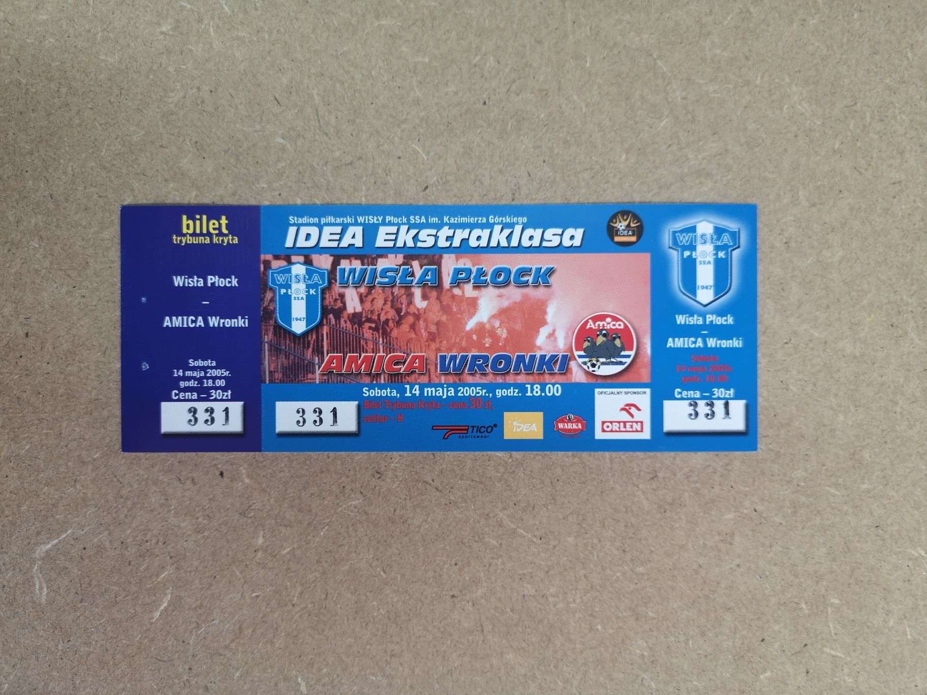 Bilet meczowy Wisła Płock vs. Amica Wronki 2004/05 IDEA Ekstraklasa