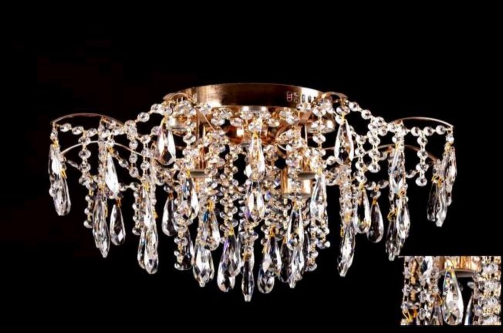 Кришталева люстра під стелю е14+led