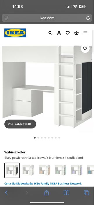 Smastad łóżko piętrowe Ikea z biurkiem