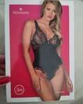 Obsessive czarne koronkowe sexy body Luvae stringi biustonosz M 38