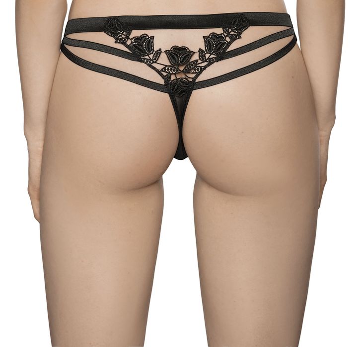 Róża Lisbet Stringi Damskie Czarne R. L