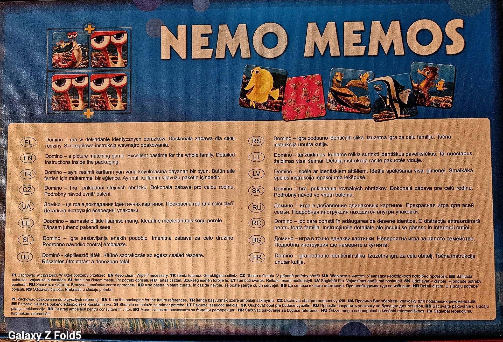 Nemo Memos Disney gra w dokładanie identycznych obrazków