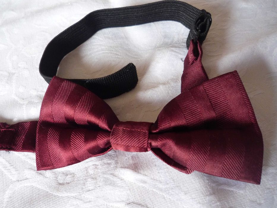 Винтаж галстук бабочка, регулируемый на липучке, бордо марсала унисекс