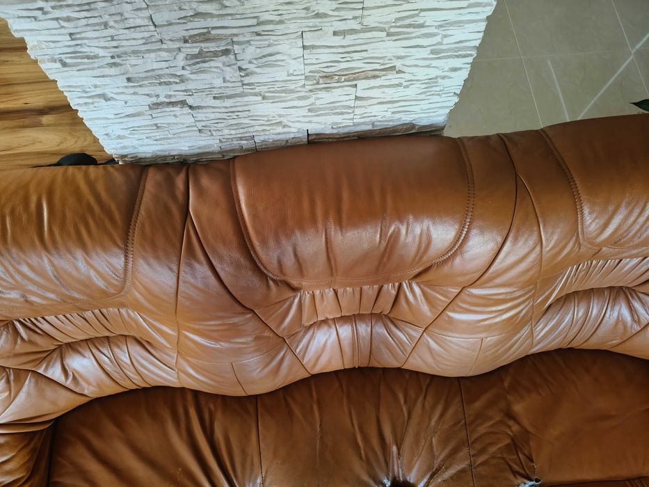 Kanapa skórzana sofa z funkcją spania