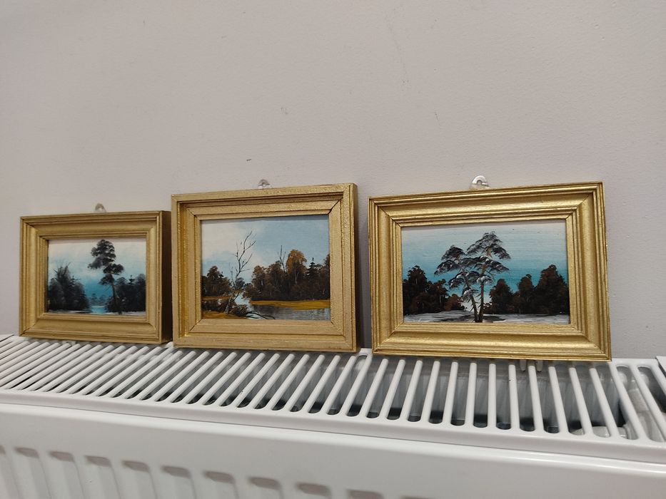 "Pejzażyki"-przepiękne obrazki olejne na tekturkach!