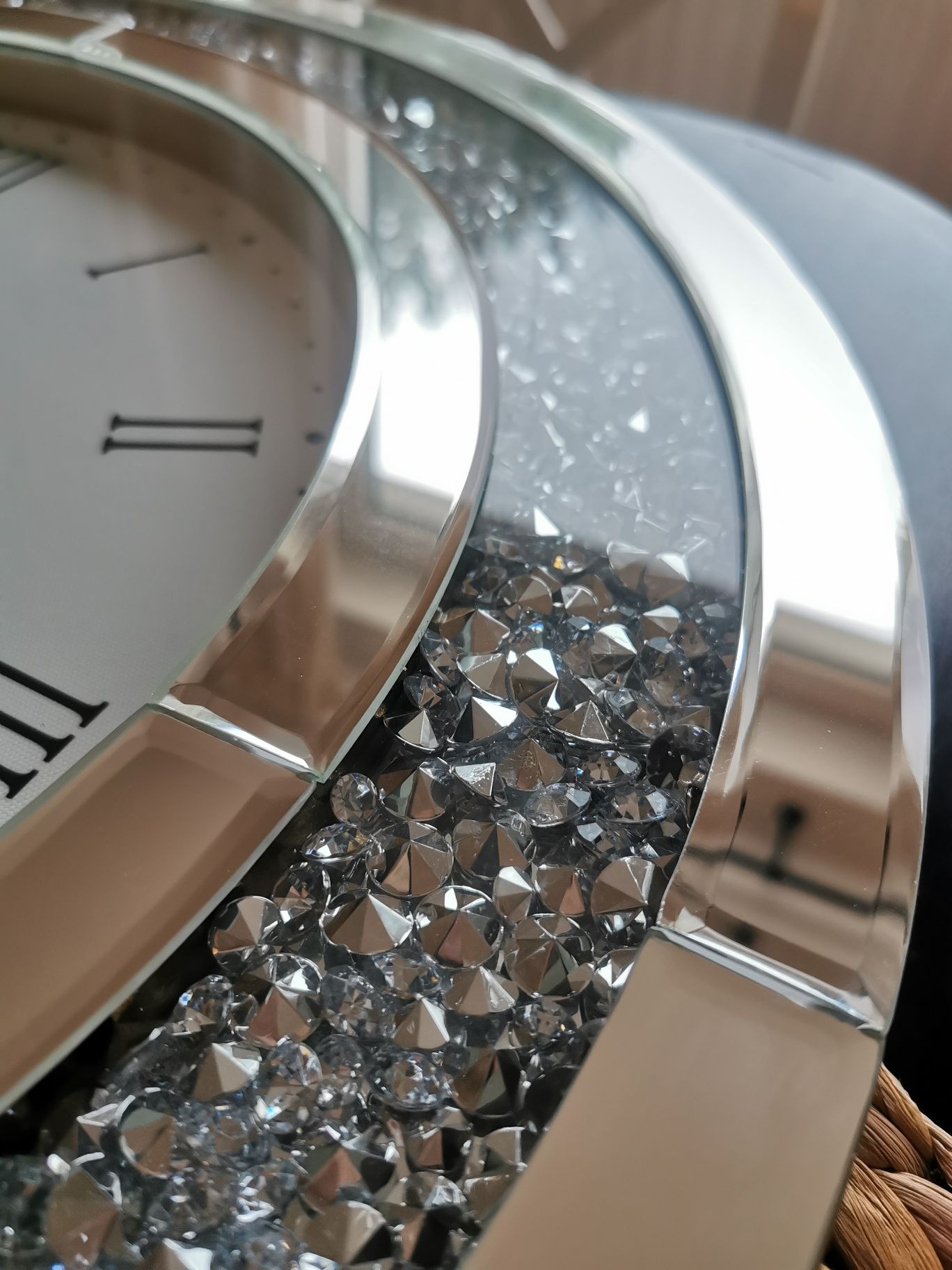 Zegar ścienny duży ekskluzywny kryształowy 60 cm