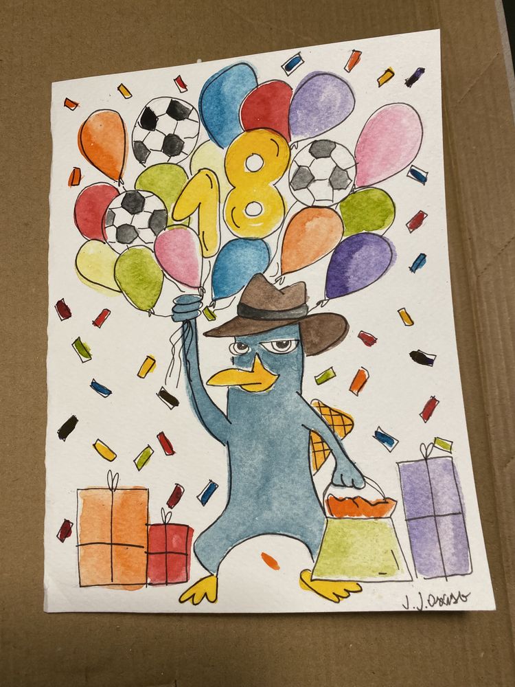 Kartka okolicznościowa urodzinowa urodziny 18 pepe pan dziobak agent p