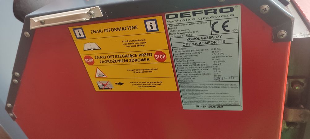 Części do pieca Defro Optima komfort 15kW