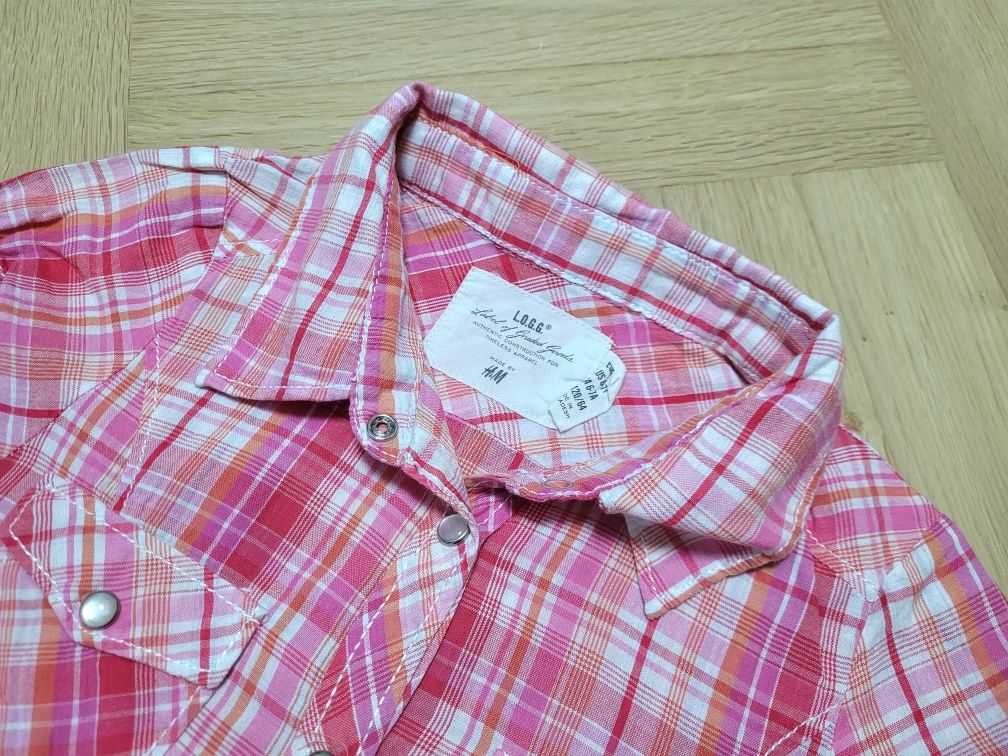 H&M 122 koszulka w kratkę rozpinana krata