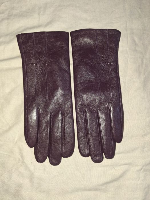 Fioletowe skórzane rękawiczki rozmiar 20  L