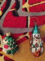 Ёлочные игрушки советские, времён СССР, снеговик, зайчик, на прищепке