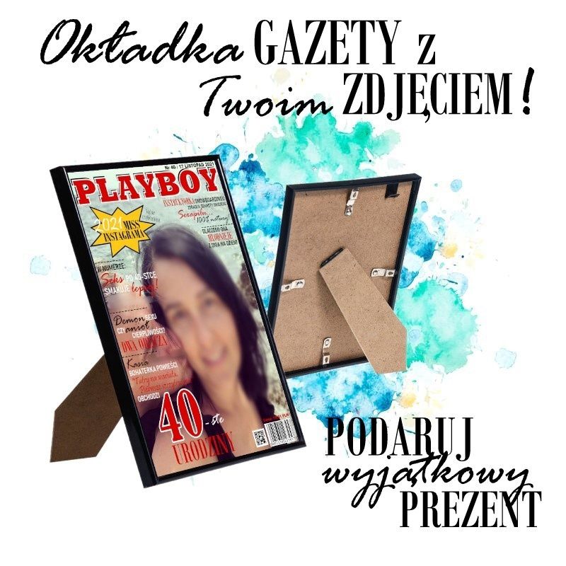 Plakat okładka gazety prezent urodziny obrazek + ramka na zdjęcie A4