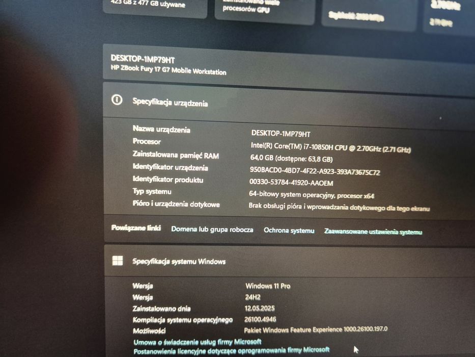 Sprzedam laptop hp ZBook fury 17 G7