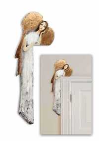 Aniołek do powieszenia nad drzwi drewniany ręcznie malowany