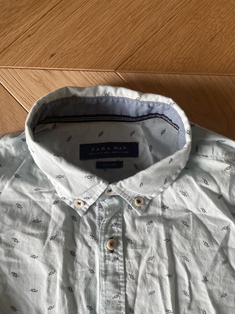 Koszula męska Zara Slim Fit M długi rękaw Idealna Bawełna 100%