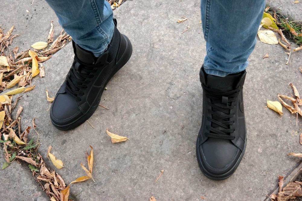 Чоловічі зимові черевики кросівки  Nike force натуральна шкіра ,теплі