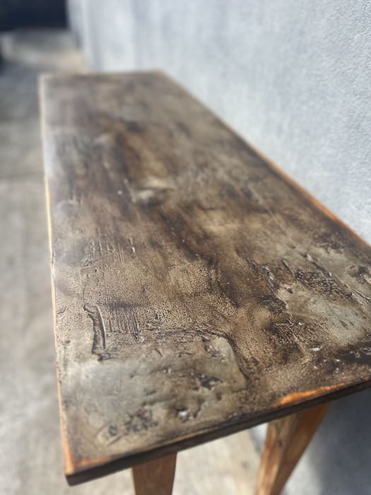 Meblownia konsola drewno i beton