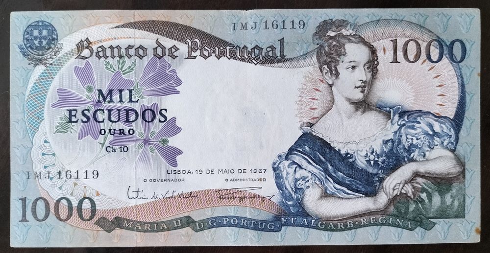 Lote 2 Notas 1000$ 1967 D. Maria Estado Belas