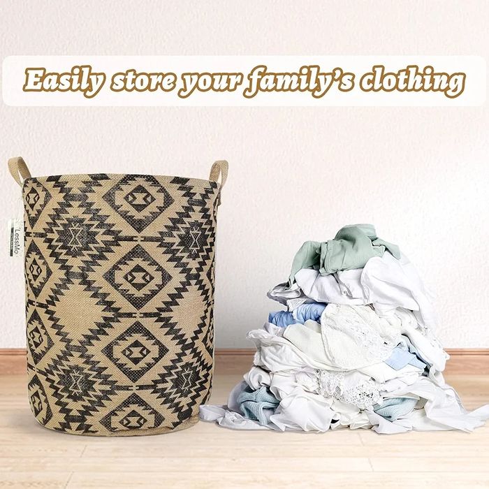 Kosz na pranie lessmo 45cm składany bawełna len 40l