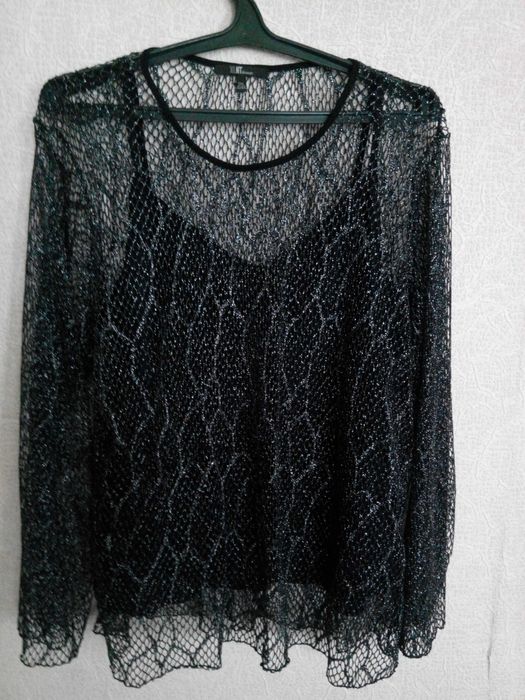 Двойка - прозрачная блуза и не прозрачный топ на бретельках H&M B,в