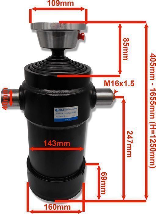 Siłownik cylinder przyczepy NOWY S-K 1250 NISKI [0009]