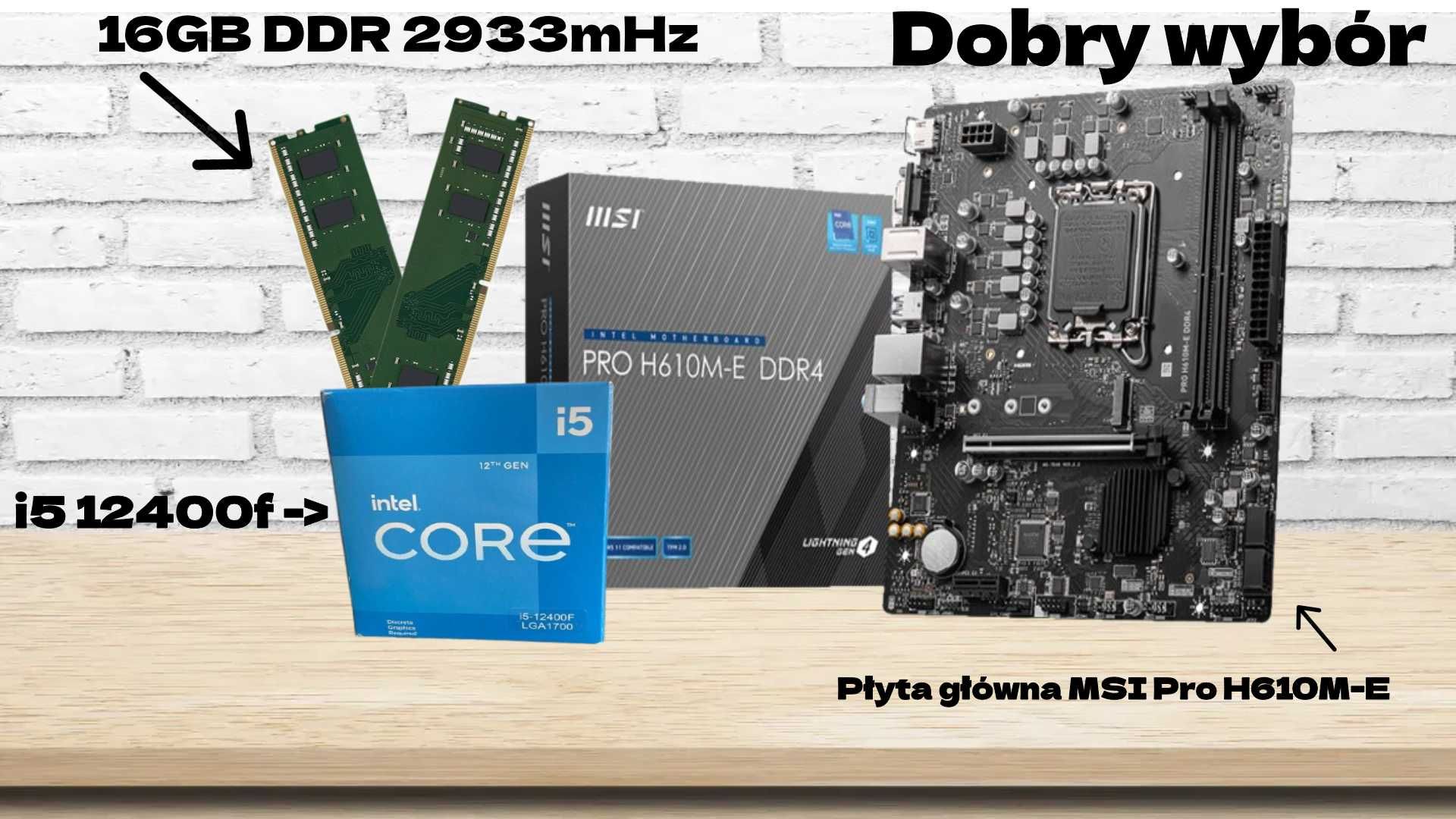 Zestaw: i5-12400F + MSI H610M + 16GB RAM DDR4 – gotowy do użycia