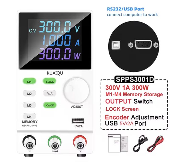 Лабораторний блок живлення CUAIQU SPPS3001D 300В, 1А.