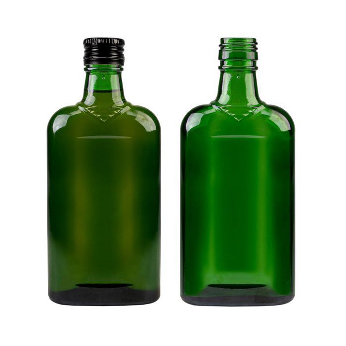 50x butelka PŁASKA 250 ml ZIELONA na nalewki bimber wódkę z zakrętką