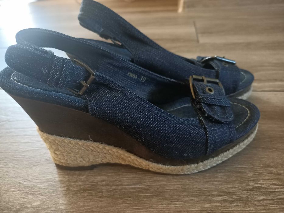 Buty espadryle sandały na koturnie jeansowe Reserved 39