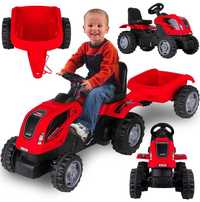 Traktorek dla dzieci Czerwony ogromny z przyczepką