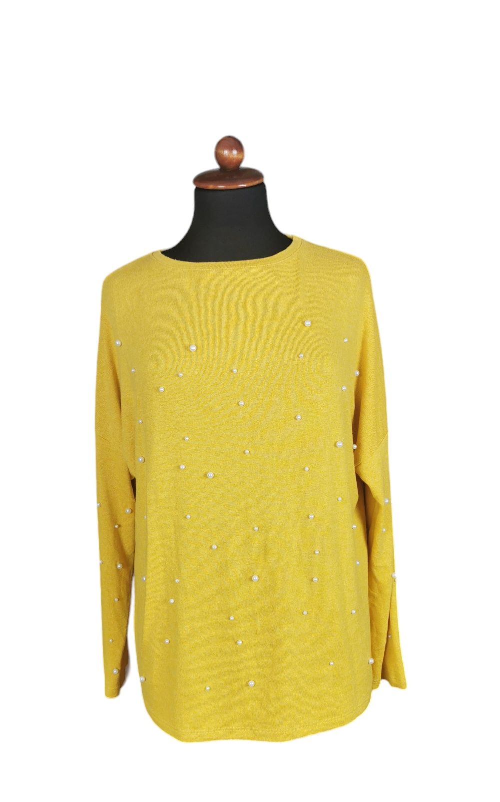 Sweterek żółty perełki Amisu New Yorker r.S 36