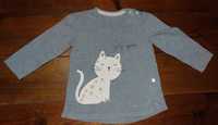 George, Bawełniana bluzeczka,na długi rękaw z kotem, rozmiar 80