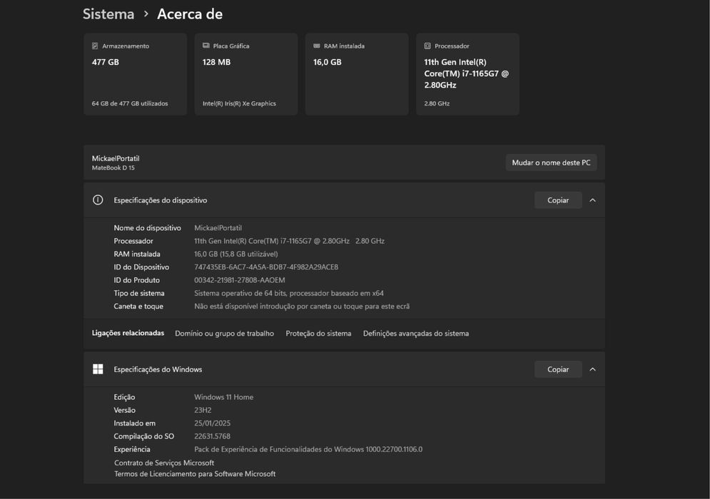 Huawei MateBook D15 BohrD-WFE9A – i7 | 16GB RAM | 500GB SSD64550167586691122