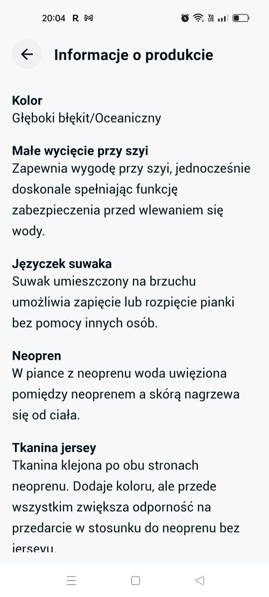 Kombinezon pływacki - krótka pianka.