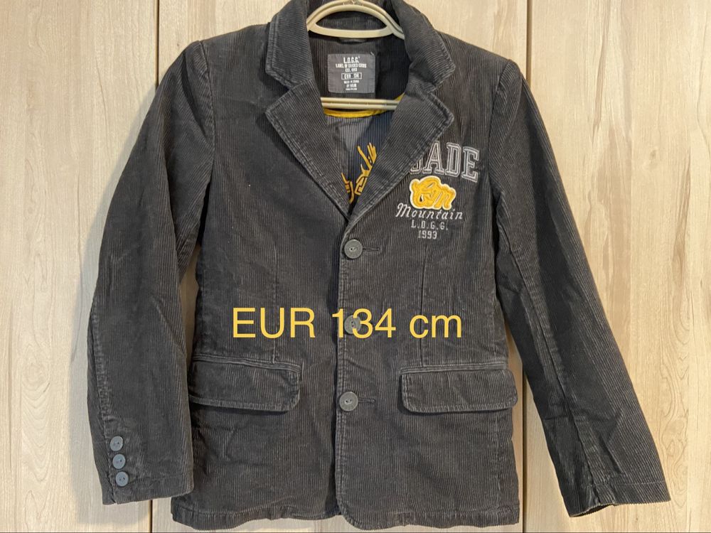 Logg H&M eur 134 cm szara chłopięca marynarka  na podszewce sztruks sz