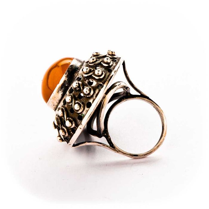 Artystyczny Srebrny Pierścionek - BURSZTYN - 16,75g - WEGAR - Kraków