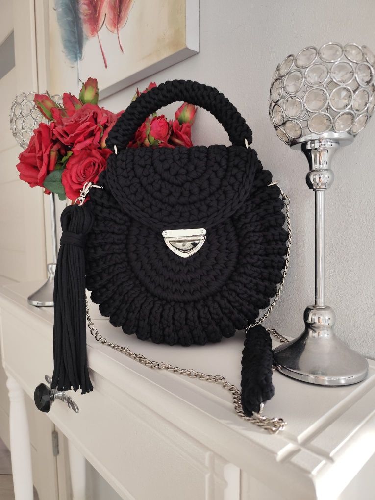 Torebka oreo Handmade z sznurka bawełnianego