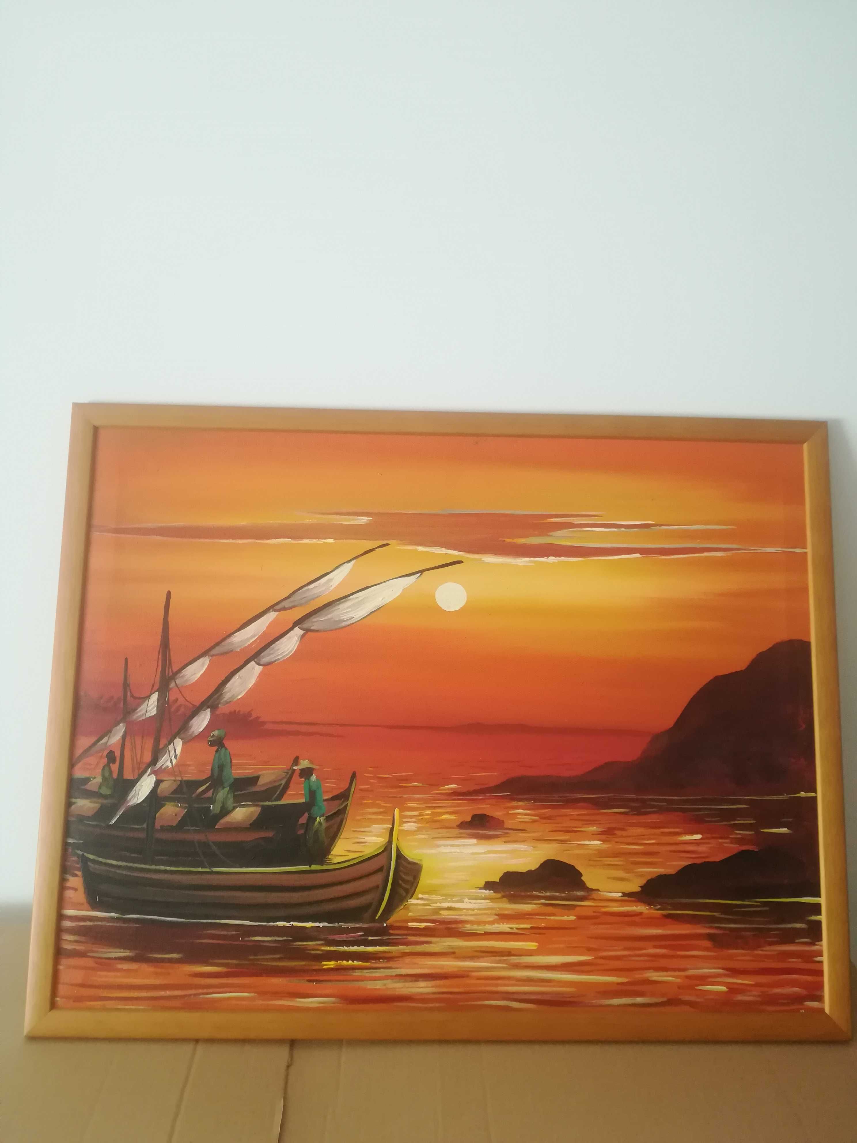 Pintura a óleo com paisagem africana