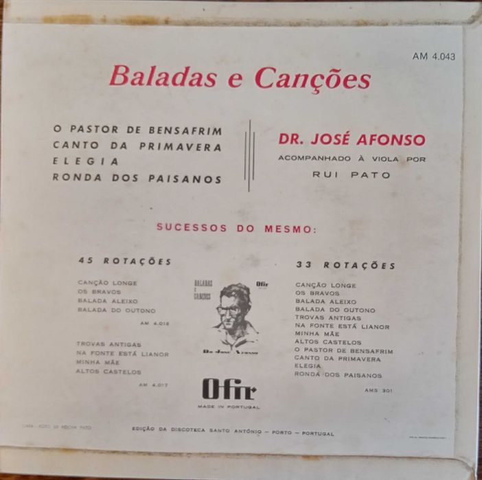 José Afonso	- - - - -		Baladas e Canções	- - - - -	EP