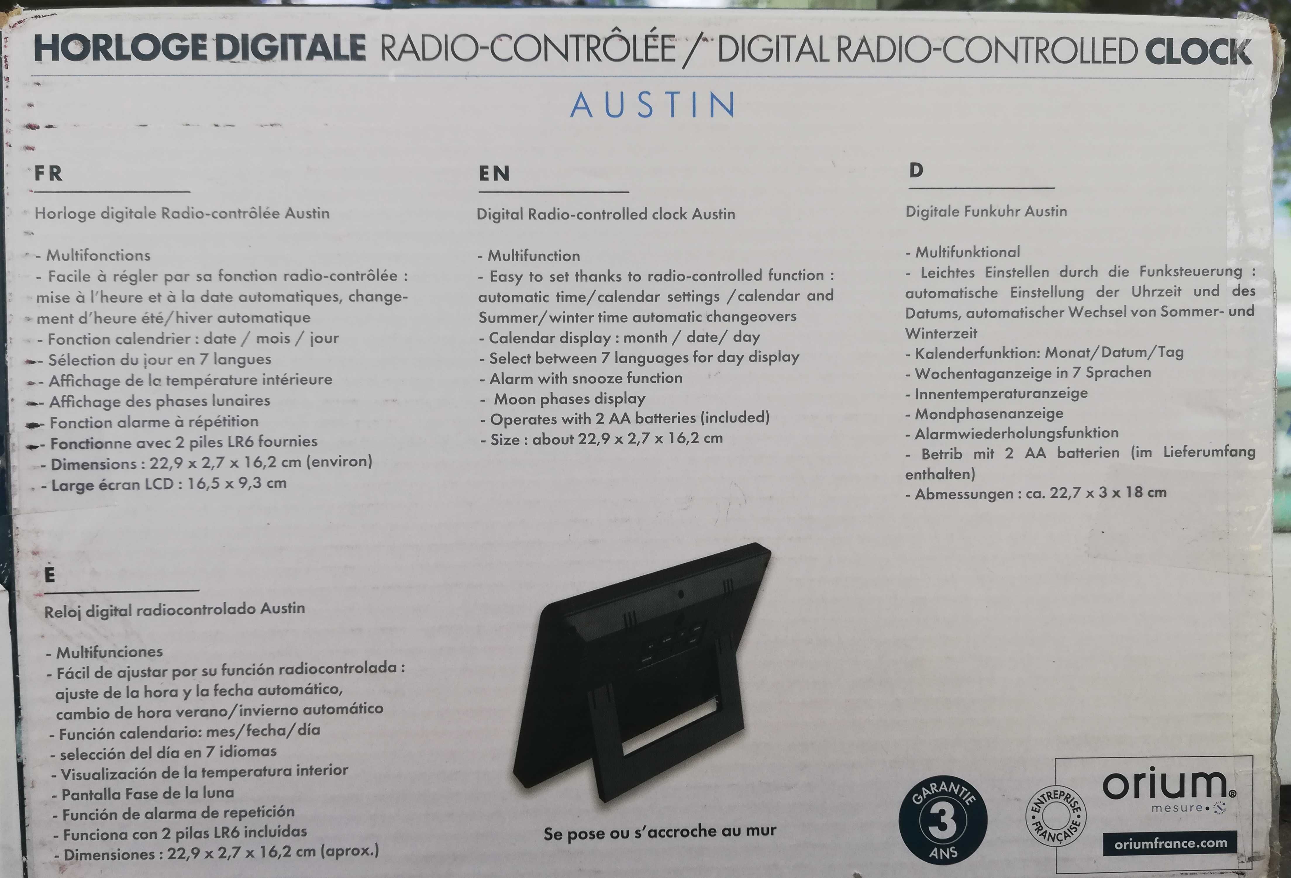 Orium 11094 - cyfrowy zegar z radiową synchronizacją czasu